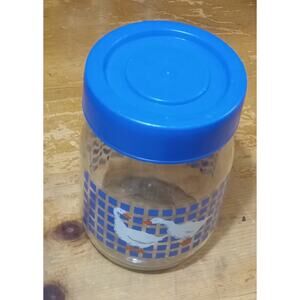 Vintage Carlton Glass Goose Geese Canister Container Jar With Lid 6 1/2"L Blue